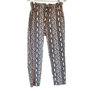 TAXI Junior's Snakeskin Ankle Jeggings Button Fly Elastic Paper Bag Waist  Large